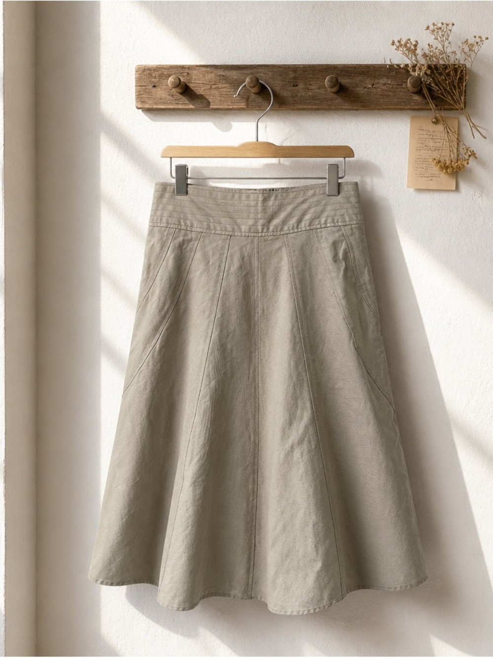 Simons A-Line Midi Skirt in Sage